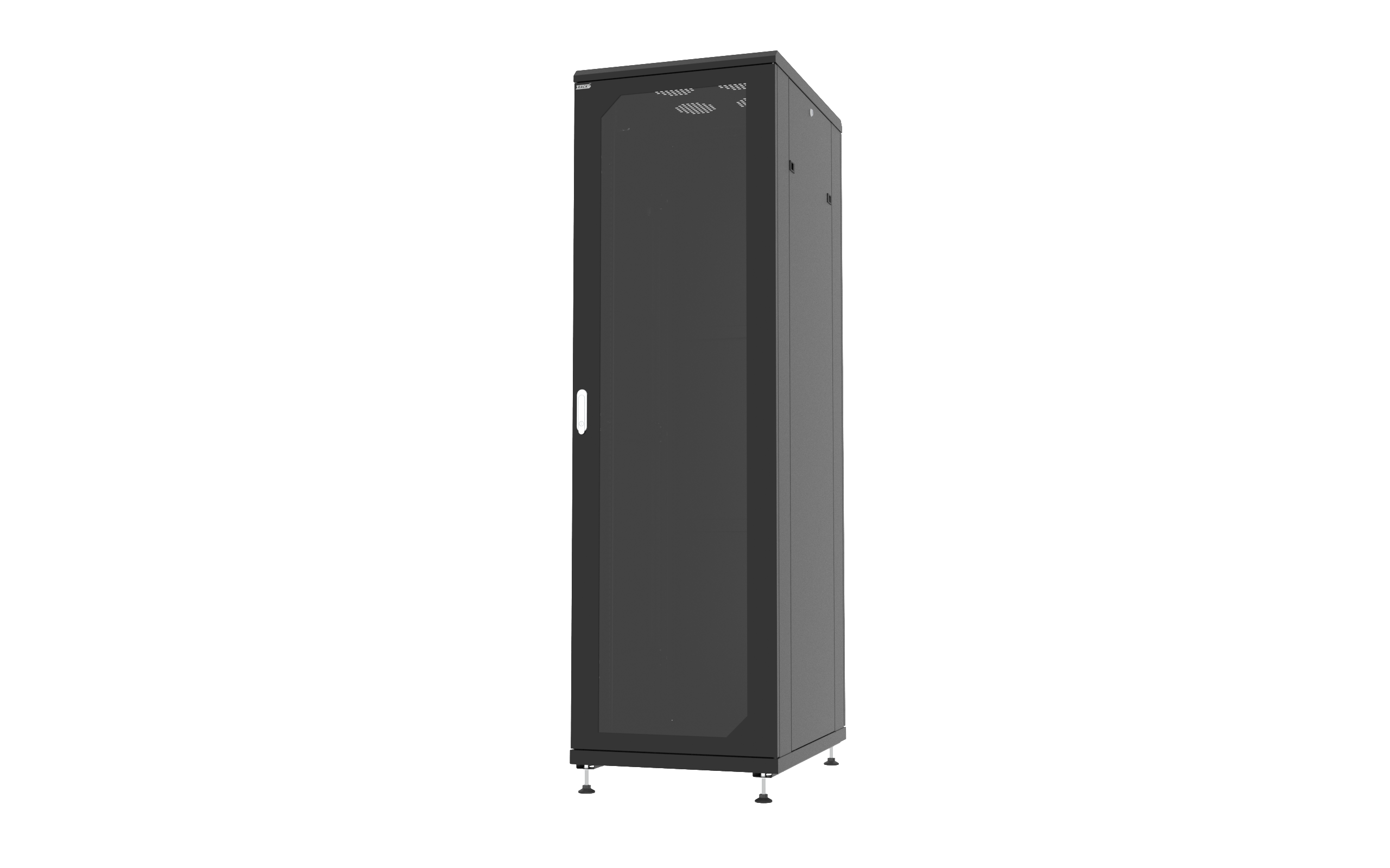 RACK5 Шкаф напольный 19", 47U 600*1000мм, передняя стеклянная дверь, задняя цельная стальная, разобранный, черный