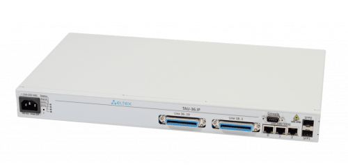 Eltex VoIP-шлюз TAU-36.IP: 36хFXS, 3хRJ45-10/100/1000, 2 слота для SFP, SIP/H.323, 1U, DC 48V