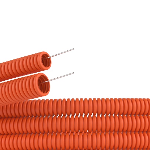 DKC Труба ПНД гибкая гофр. д.20мм, лёгкая с протяжкой, 100м, цвет оранжевый