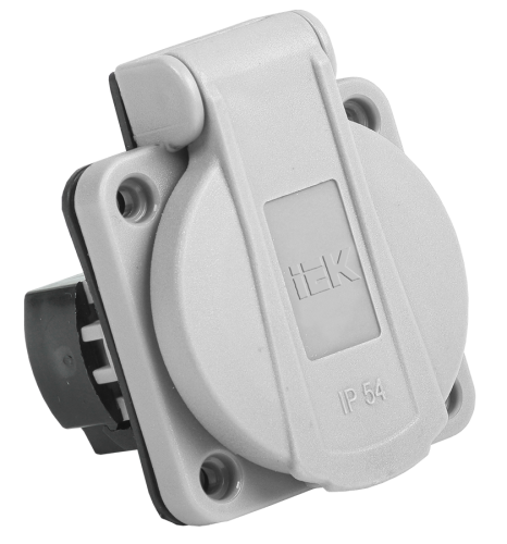 IEK MAGNUM Розетка панельная SCHUKO РП13-3 IP54 серый