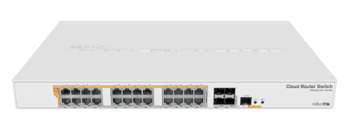 MikroTik Коммутатор CRS328-24P-4S+RM, 24хGLAN, 4хSFP+, PoE, PoE+, RouterOS L5/SwOS, 19" 1U